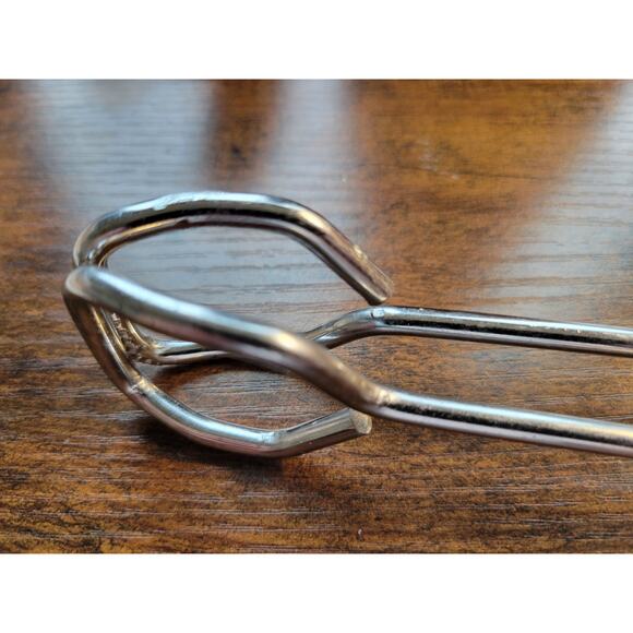 Vintage Light Blue Rubber Handle 10" Stainless Steel Tongs - Made in Taiwan - Picture 4 of 9